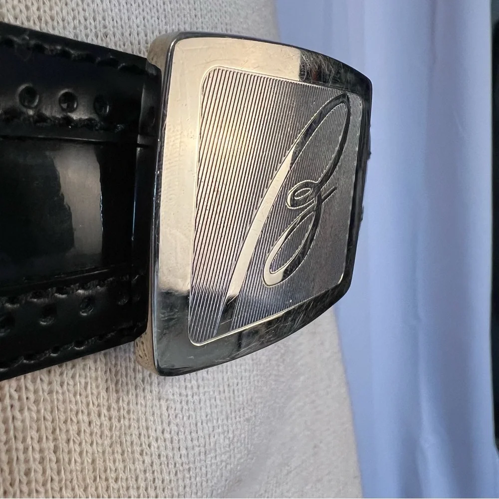 men's brioni logo buckle black Leather belt Size 32 Normal Wear See Photos